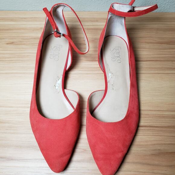 Franco Sarto Red Flats with Ankle Strap - Picture 6 of 7